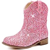 Motasha Toddler Girls Cowgirl Boots Glitter Toddler Cowboy Boot Ankle Girls Boots Little Kids Horse Riding Shoes Party Birthday