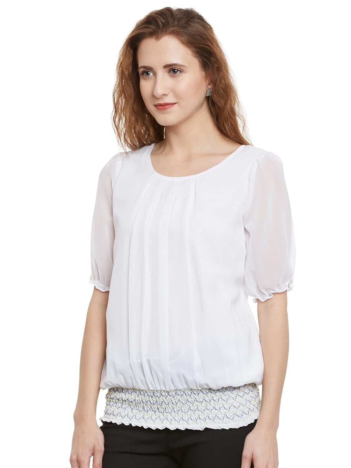 eyelet poly georgette regular tops