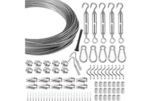 Youlvy String Light Hanging Kit, Outdoor Light Guide Wire, Globe String Lights Suspension Kit with 200FT Nylon-Coated 304 Stainless Steel Wire Rope Cable, String Light Kit Light Hanging Kit