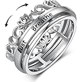 Peireara Just Breathe Rings for Women 925 Sterling Silver Just Breath Ring Inspirational Just Breathe Jewelry Gifts for Women