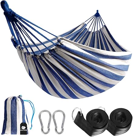 Amazon De Anyoo Hangematte Outdoor Baumwolle Mehrpersonen 210 X 150 Cm Belastbarkeit Bis 200 Kg Tragbare Mit Tragetasche Fur Terrasse Hof Garten