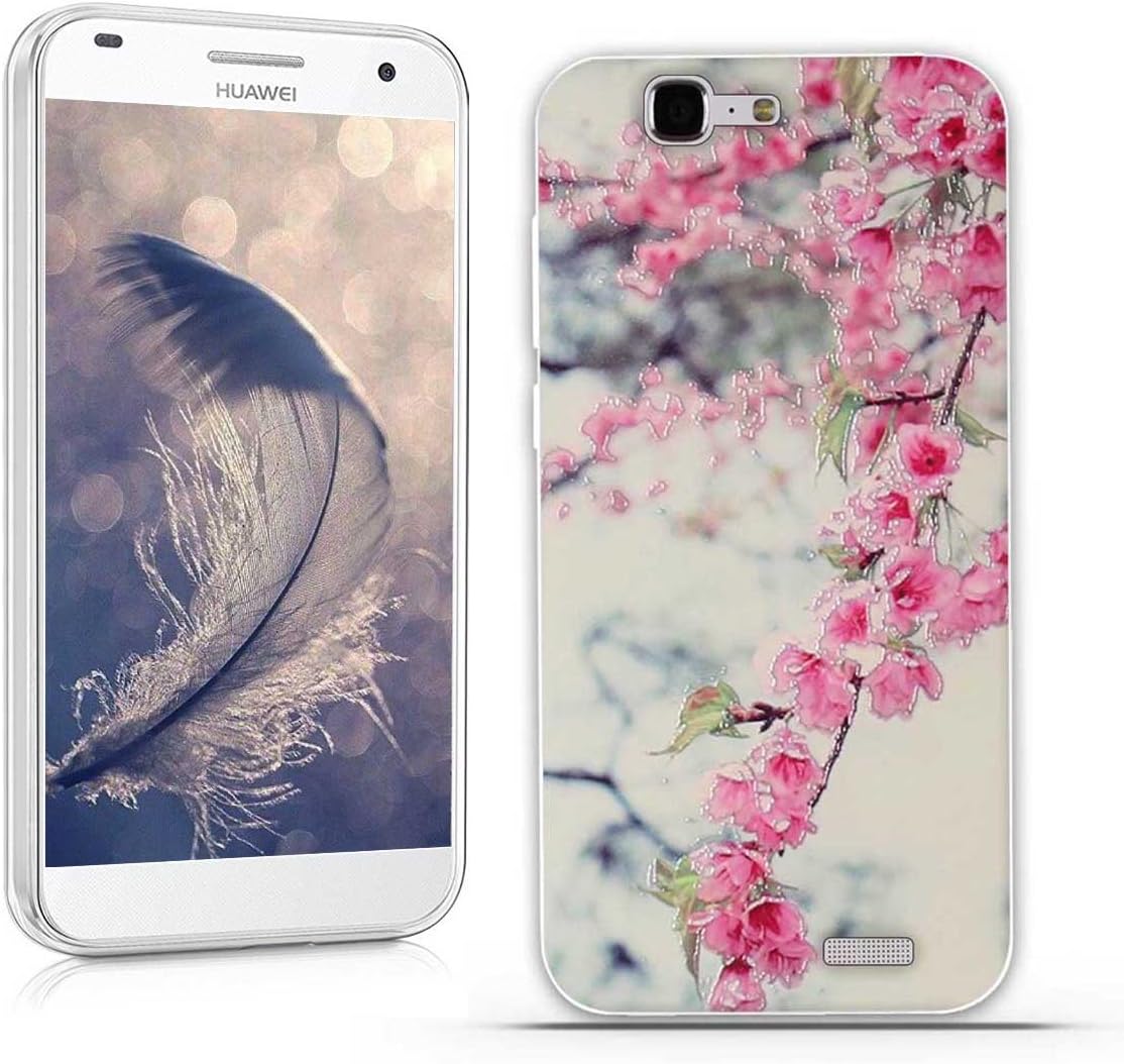 FUBAODA for Huawei Ascend G7 (L01 L03 C199) Case, 3D Emboss Pattern Beautiful Flower TPU Soft Case Rubber Silicone Skin Cover for Huawei Ascend G7 (L01 L03 C199)