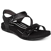 Aetrex Women's Jess Orthopedic Adjustable Quarter Strap Sandals - Comfort Memory Foam Fashion Flat Womens Sandals with Arch Support