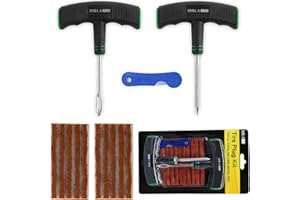 HolaKit Tire Plug Kit, 13PCS Tire Repair Kit with Self-Vulcanizing Plugs, Ergonomic Oversized & Rubber-Grip T-Handle Tools, Flat Tire Puncture Repair Tools for Cars, Motorcycle, ATV, SUV, etc