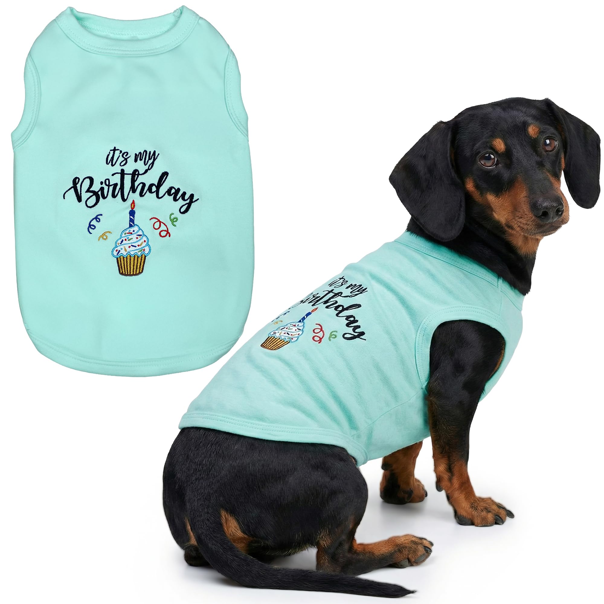 Parisian Pet It's My Birthday Blue Dog Cat Clothes Tee Shirts Dog T-Shirt, XL
