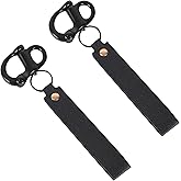 ETZ Quick Release Clip Shackle for SCBA Mask (2 Pack), Firefighter Accessories Tools, Quick Release Snap Shackle, Marine Grade 316 Stainless Steel Shackle for Rigging with Leather Handle (Black)