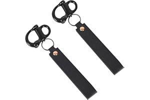 ETZ Quick Release Clip Shackle for SCBA Mask (2 Pack), Firefighter Accessories Tools, Quick Release Snap Shackle, Marine Grade 316 Stainless Steel Shackle for Rigging with Leather Handle (Black)