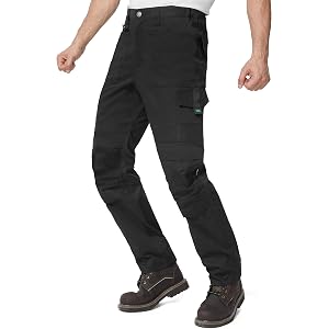 SK Construction Work Pants for Men Stretch Ripstop Water-Resistant Pants | 26% T400 Stretch Fiber, Built-in Knee Pad Pockets,