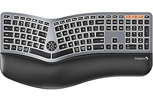 Backlit Bluetooth Ergonomic Keyboard, ProtoArc EK01 Plus Full Size Wireless Split Keyboard with Dual...