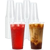 Cappatua 24 oz Clear Plastic Cups 100 Pack – Disposable Drinking Cups for Party, BPA-Free Cold Cups, Recyclable & Durable Plastic Party Cups Tumblers for Iced Coffee, Cocktails, Juice, Wine, Beer
