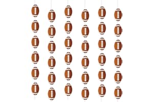 FAKTEEN 6 Pcs Football Garland Banner Football Party Decorations Football Cutouts Hanging Swirls for Birthday Party Supplies Assembled Sports Themed Home Classroom Party Decor Favors