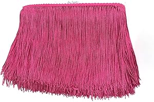 SEW TRENDS 2 Yards of 6" Long Chainette Fringe Thread Yarn Tassel Trim Braid Fringe for Crafts Sewing and Decor-Fuchsia Hot Pink
