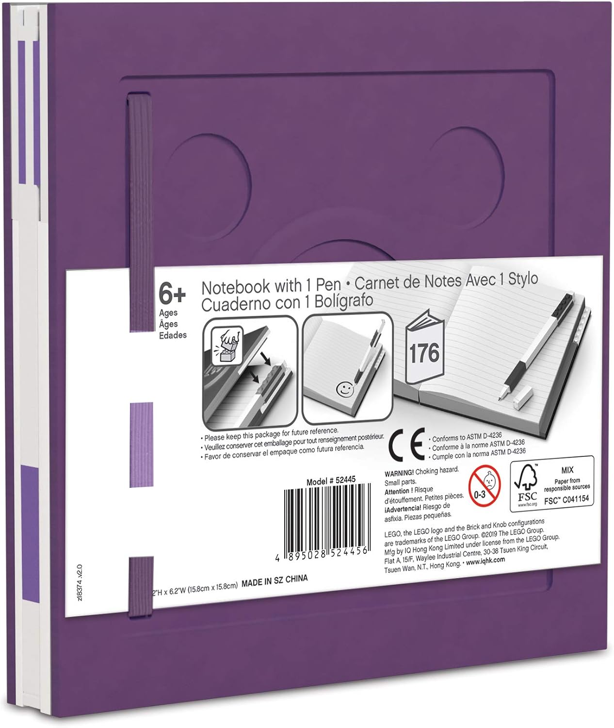 LEGO Locking Notebook with Gel Pen - Purple, Lavendar - Image 4