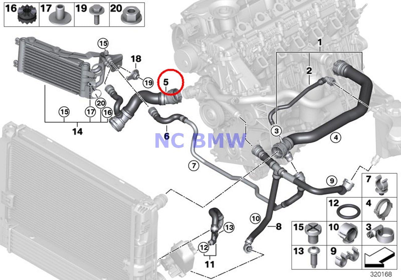 Amazon Com Bmw Genuine Coolant Auxiliary Radiator Radiator Bottom Thermostat Hose 335d Home Improvement