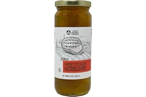 LARA'S GOURMET PASSIONS Lara's Sweet Pickled Watermelon Rind - Gourmet Pickling Delight in 20oz Glass Jar