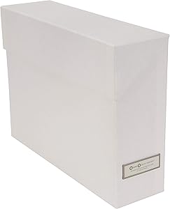 Bigso Lovisa Fiberboard Label Frame 12 File Storage Box, 9.4 x 3.7 x 13 in, White