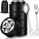 Yungyan 3 Pcs Tyre Water Bottle Gift for Man Valentine Car Coffee Mug Gifts Stainless Steel Coffee Tea Mug with Tool Fork and Spoon for Fathers Day Car Lover Birthday Gift