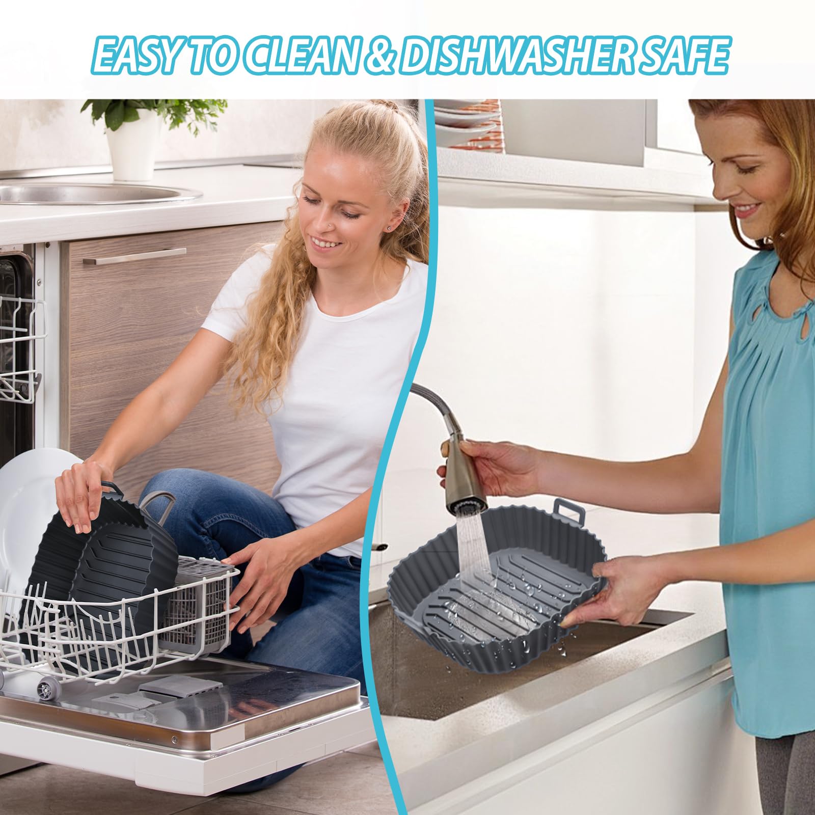 Silicone Air Fryer Liners Reusable 3 PCS, Airfryer Liners, Silicone Air Fryer Basket Liners Square, Food Grade AirFryer Accessories 4-7 QT, Ktchen Gadgets for Pot Oven Liner Baking Tray Pan