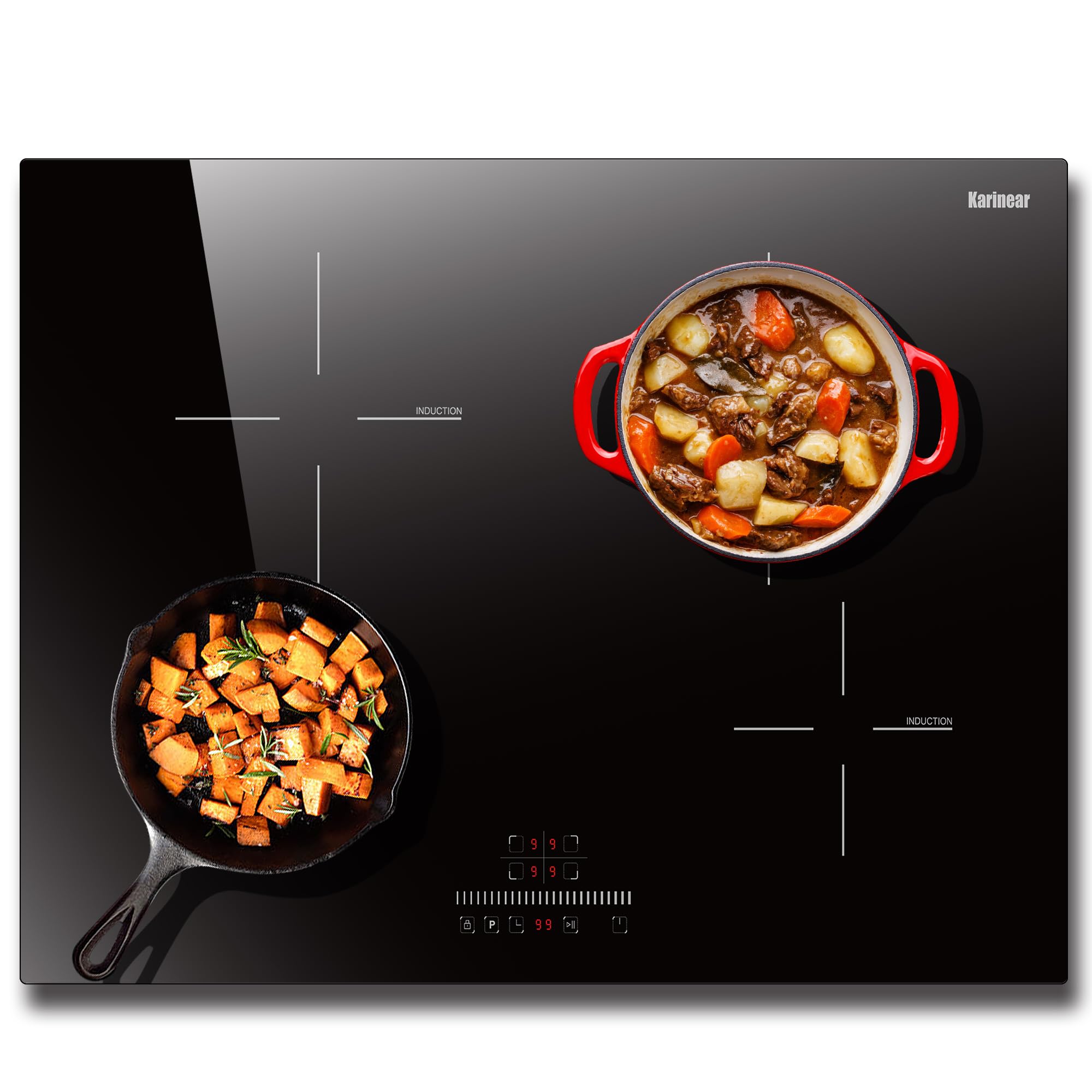 Photo 1 of Karinear 30 Inch Induction Cooktop, 4 Burners Electric Cooktop With Touch Control, 9 Power Level Drop-in Induction Stove top, Child Safety Lock & Timer, 7200w,220V, No Plug
