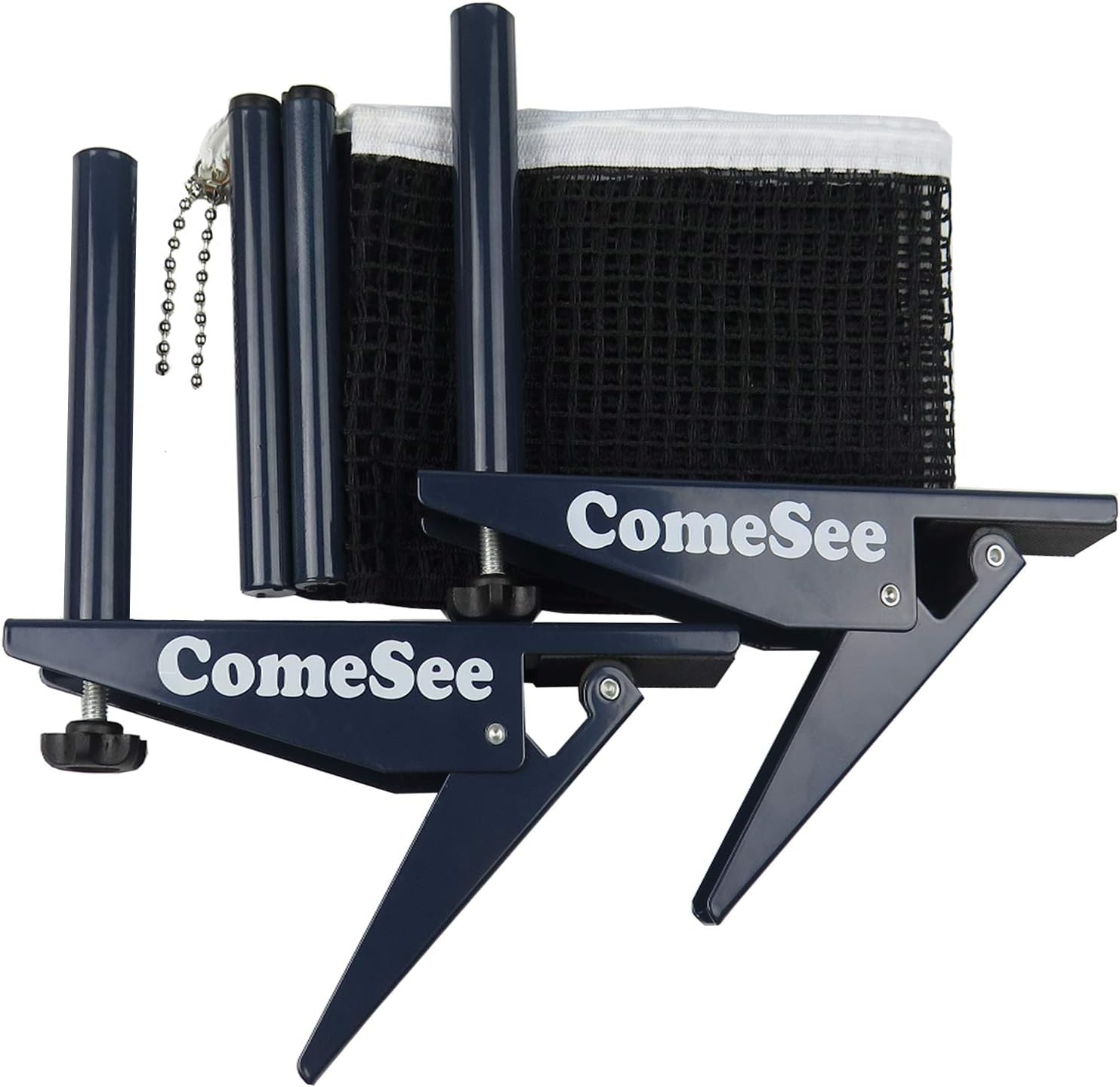 Comesee Professional Ping Pong Net Clip on Easy, Table Tennis Net and Post Set with Spring Activated Clamp, Thick Base Grip, Precision Tension Height Adjustment (Navy) : Sports & Outdoors