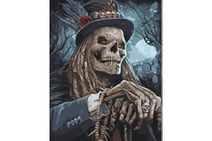 Skull Paint by Numbers Adults Kit, Paint by Number Kits on Canvas Painting by Number Kits for Adult Craft Gift, Skull Gentlem