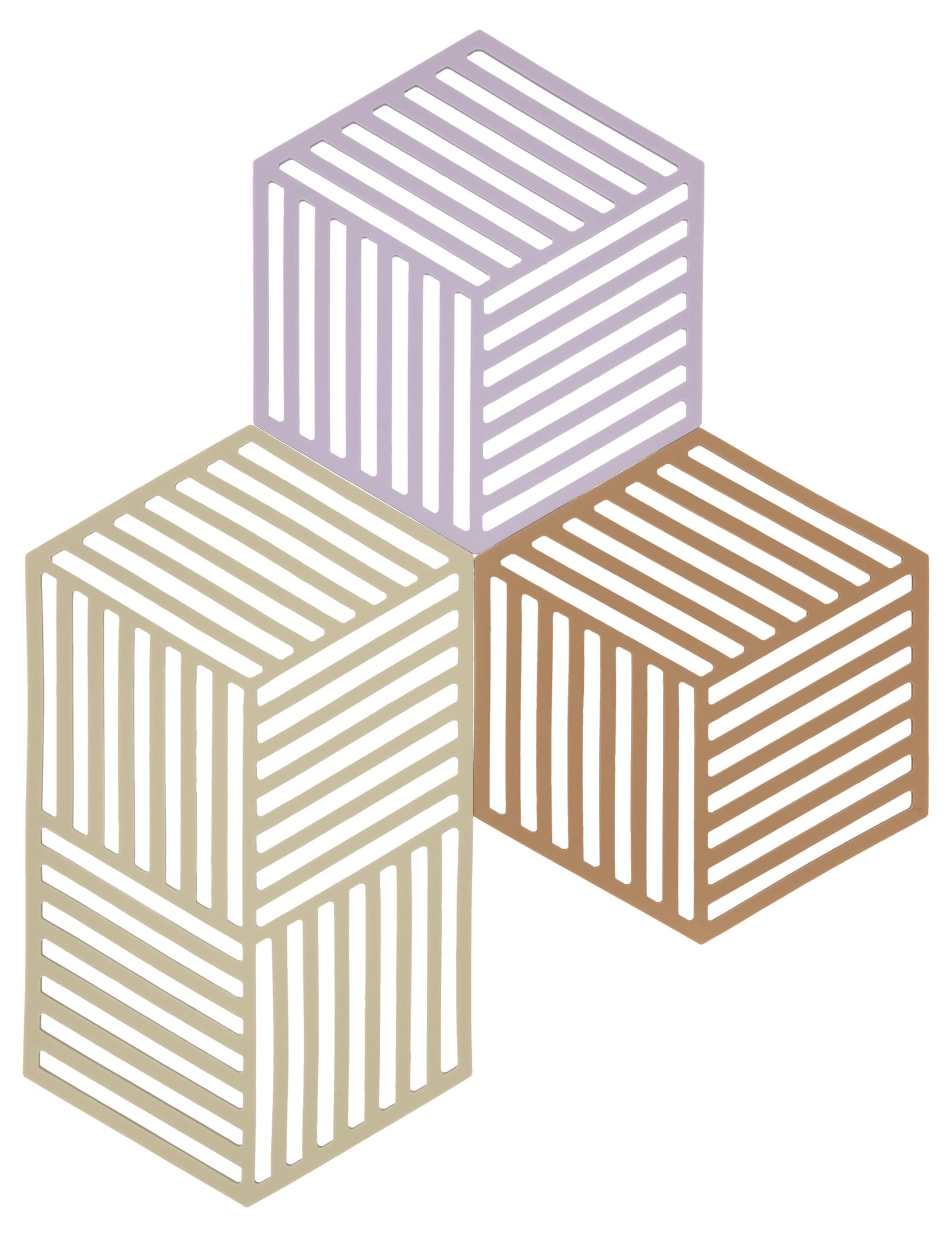 Untersetzer Hexagon Set 3 Stck, Indigo/Fog/Olive Taupe