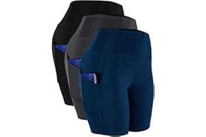 CADMUS Women's High Waist Spandex Yoga Shorts for Bike Running Two Side Pockets