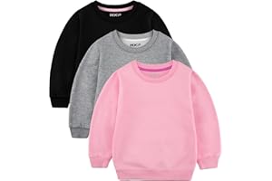 HXP 3 Pack Toddler Girls Sweatshirts Girls Cotton Pullover Crewneck Sweatshirts Long Sleeve Toddler Girls Shirts Tops