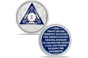 1 Year AA Medallion Coin Alcoholics Anonymous Chips Recovery Sobriety Chip Anniversary Token