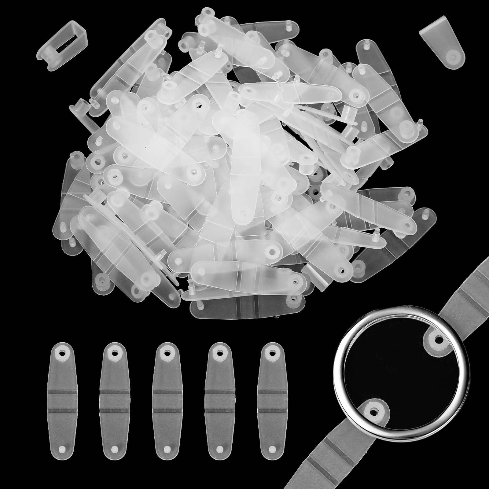 Photo 1 of 100Pcs Keychain Clips, Clear Acrylic Keychain Connectors, Plastic Snaps for Key Rings, Keychains Attachment for Office Credit Card Craft Jewelry Making