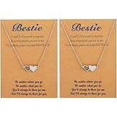 HUASAI Friendship Necklace for 2/3/4/5 Women - BFF Heart Matching Best Friend Necklace - Birthday, Graduation Gifts for Her, Sister, Bestie