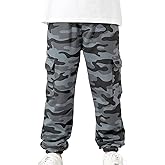 Boys Girls Cargo Pants Unisex Kids Casual Joggers Elastic Waist Cargo Sweatpants for Boys & Girls
