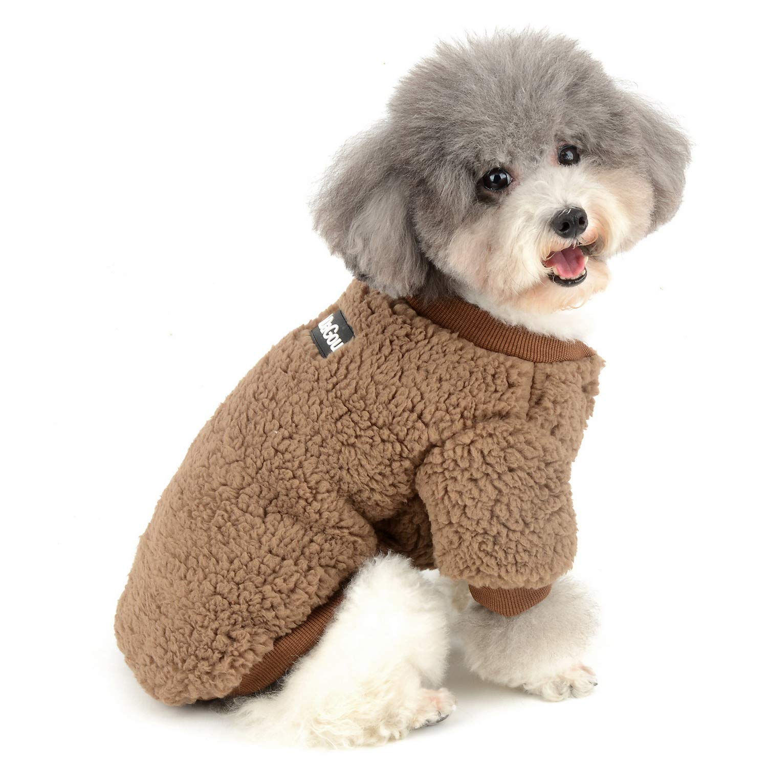 Zunea Small Dog Clothes Coat Winter Fleece Warm Puppy Jacket Apparel Chihuahua Sweater Clothing Pet Cat Doggie Boys Girls Jumper Brown XXL