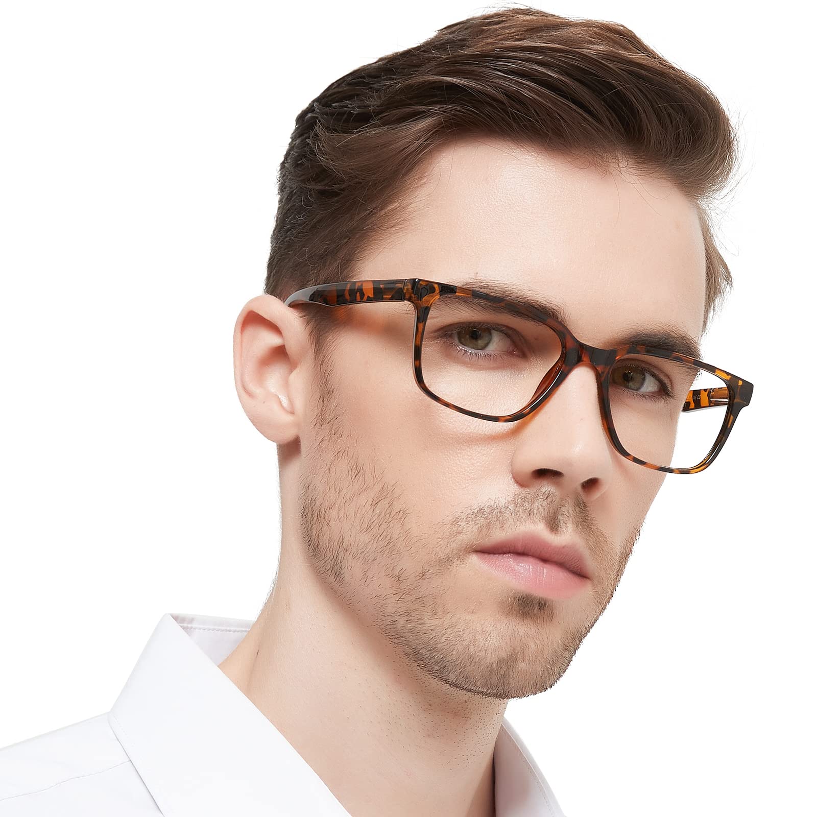 OCCI CHIARI Oversized Mens Reading Glasses Square/Rectangle Readers Glasses for Men Medium Frame Reading Glasses Spring Hinge (Brown, 300)