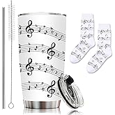 ONECES Music Lover Gifts, 20 oz Music Notes Stainless Steel Insulated Tumbler with Lid Straw - Tumbler Gift for Women Men