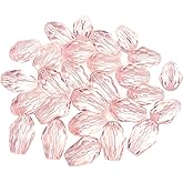 100pcs 6x8mm Crystal Glass Teardrop Beads Faceted Vertical Hole Shape Loose Spacer Beads for Jewelry Making DIY Bracelet Necklace Sewing Crafts Decoration(Pink)