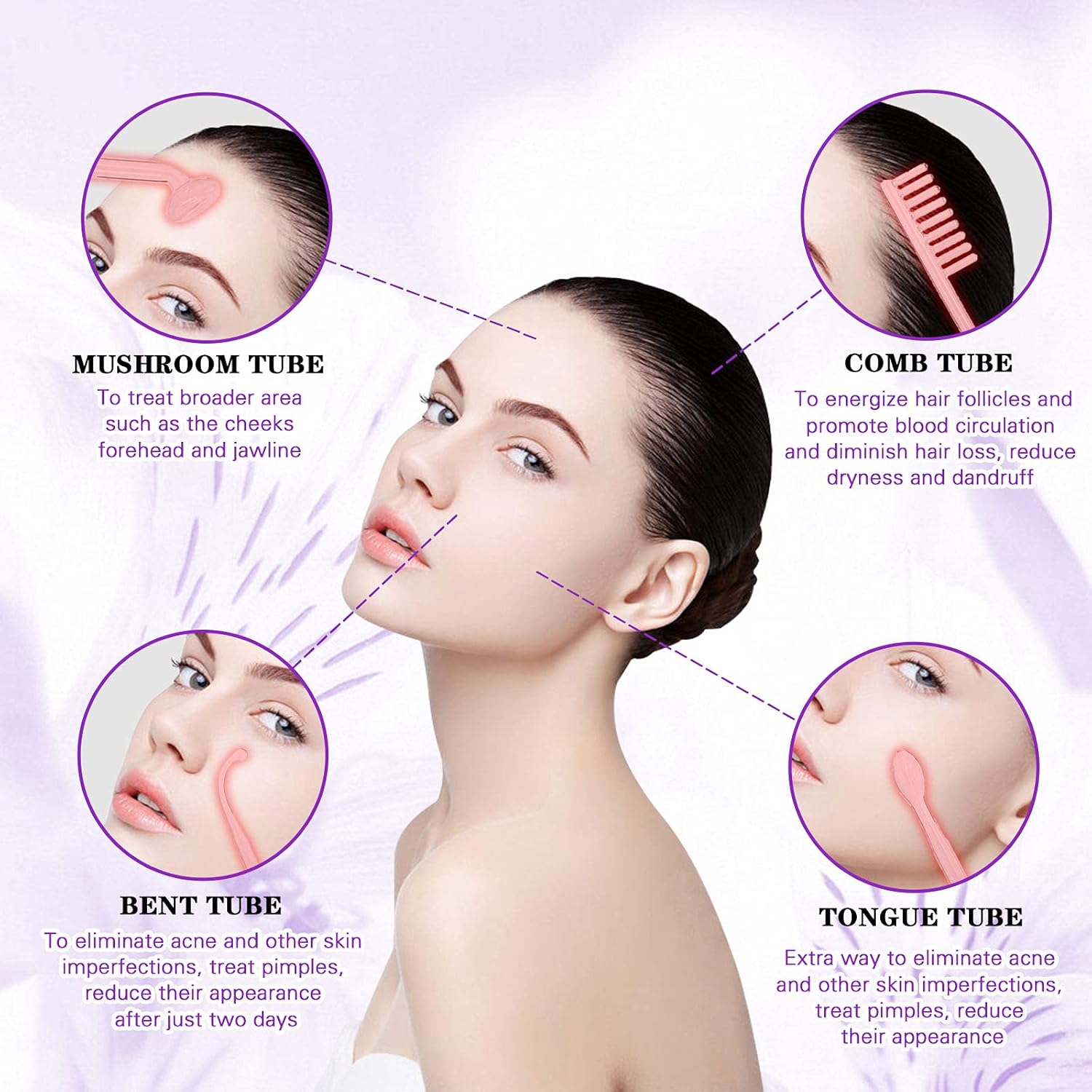 Bvcewilty High Frequency Facial Machine Skin - Portable Handheld Skin Therapy Wand for Acne Wrinkles Remover Skin Tightening: Beauty