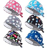 Maiteenly Valentines Satin Lined Scrub Caps Women Bouffant Nursing Hats with Button and Sweatband Adjustable Working Hat