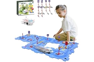 UBEGGER 4 Year Old Boy Birthday Gift, Puzzle Racer Kids Car Track Set Puzzle Racer Car Track Set with Roadmap Puzzle Track Car Play Set Toys for 4 Year Old Boys (A-Space, Set1-25pcs)