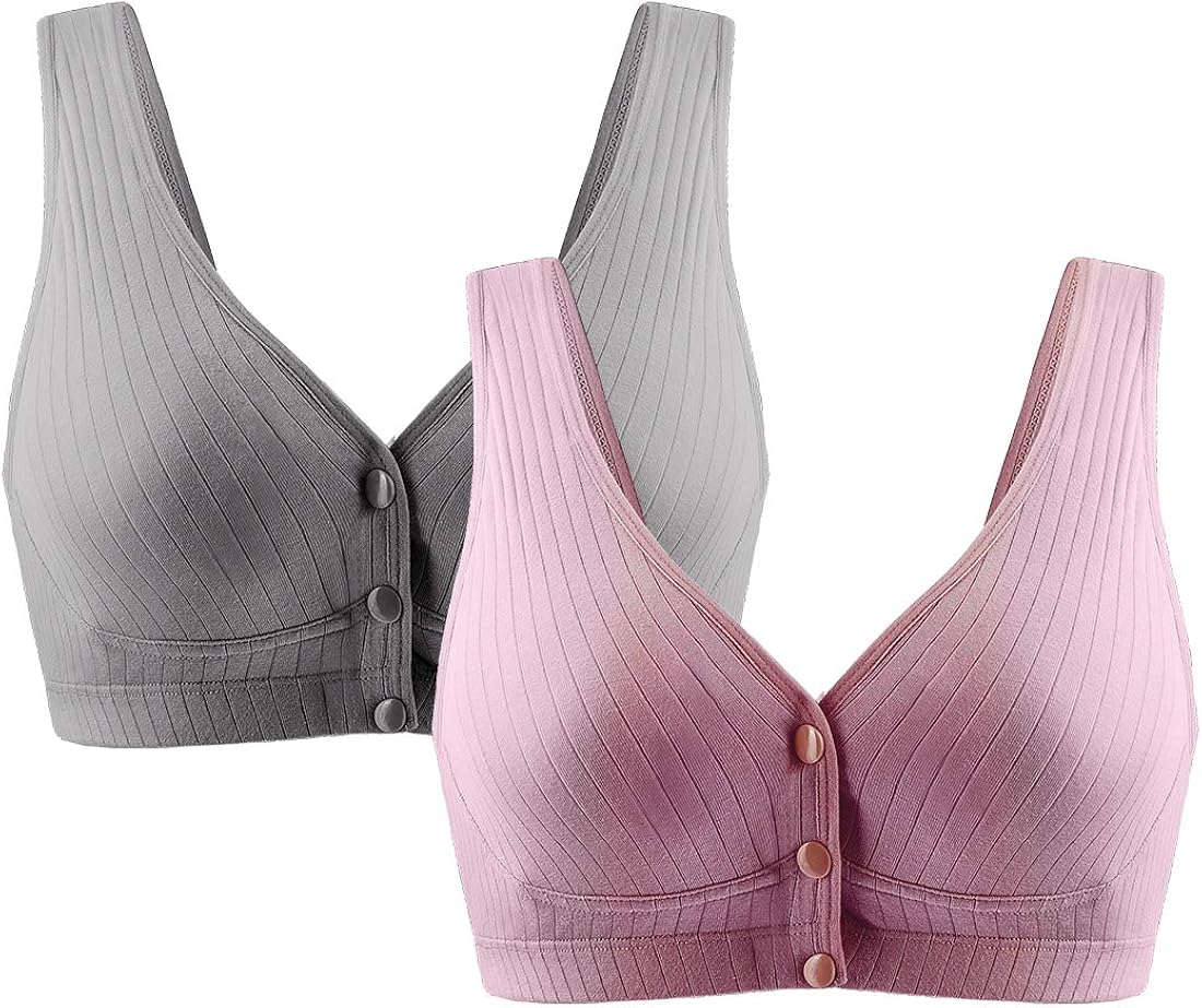 Aivtalk StillBHs zum Stillen, Baumwolle, kabellos, SchwangerschaftsBH, nahtlos, mit Druckknopf