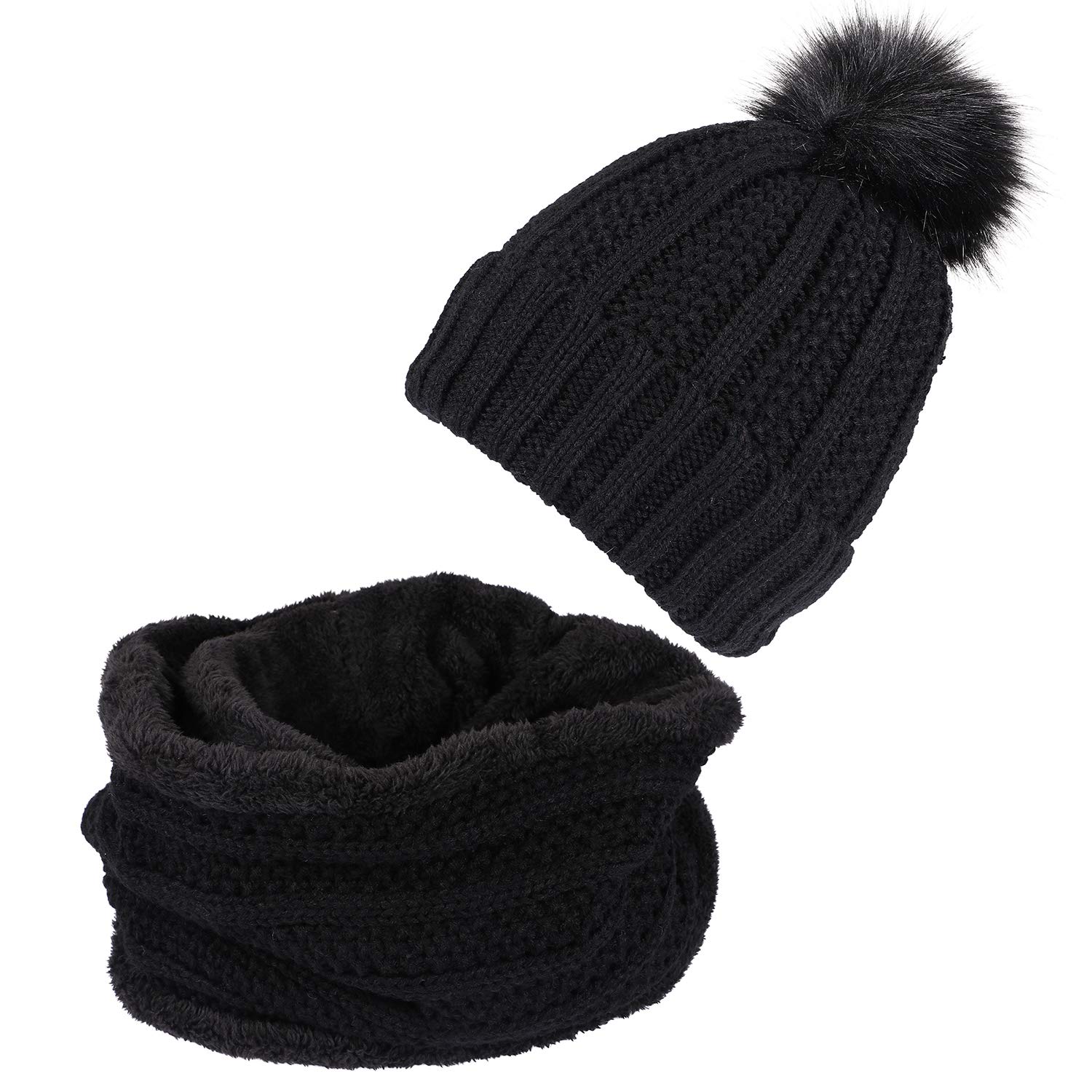 Femme Tacobear Bonnet Snood Écharpe Femme Pompom Bonnet ...