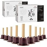 120Pcs Moxibustion Sticks and 120Pcs Self-Stick Base, Pure Moxa Rolls for Mild Moxibustion for Chinese Traditional AiJiu Body Acupuncture (120)