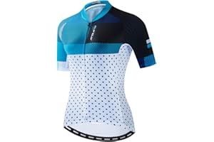 JPOJPO Cycling Jersey Women, Bike Short Sleeve Bicycle Shirt Tops with 4 Pockets Reflective S-3XL