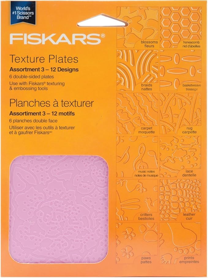 Fiskars Texture Plate DoubleSided Assortment III 6/Pkg12