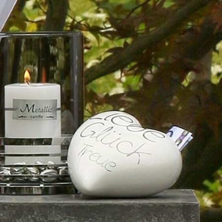 Casablanca Spardose Herz mit Schriftzug Liebe Glück Treue Geldgeschenk für Hochzeit Verlobung Heirat Freundschaft