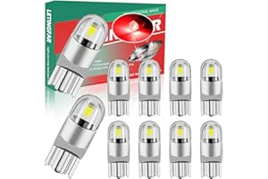 LETINGFAR 194 Bulb 194 LED Bulb Red, T10 led bulb, 168 2825 W5W T10 Wedge Cob Led Replacement Bulbs Error Free for Car Dome Map Door Courtesy Marker License Plate Lights，Pack of10 (10PCS-RED)