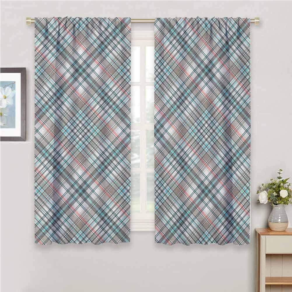 Jinguizi Checkered Curtain Holdback Traditional Pattern with Crosswise Dense Lines Plaid