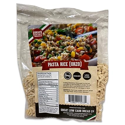 Amazon Com Low Carb Orzo Low Carb Rice High Protein Great Low Carb Bread Company Low Carb Pasta Rice 7g Net Carbs 18g Protein Single Package Grocery Gourmet Food