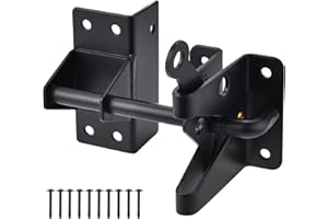 JIAHOO Heavy Duty Automatic Gate Latch for Wooden Fences,Self Locking Metal Gates for Vinyl Fence Outswinging Pool Gate Door Latches, Black