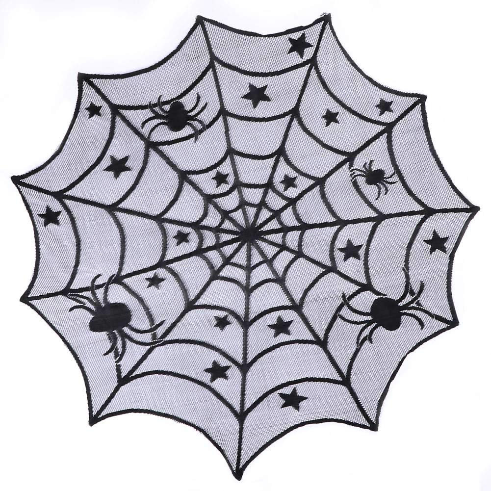 Bribass Halloween Lace Table Runner, 40-inch Halloween Lace Spiderweb Table Topper Cloth for Halloween Decorations